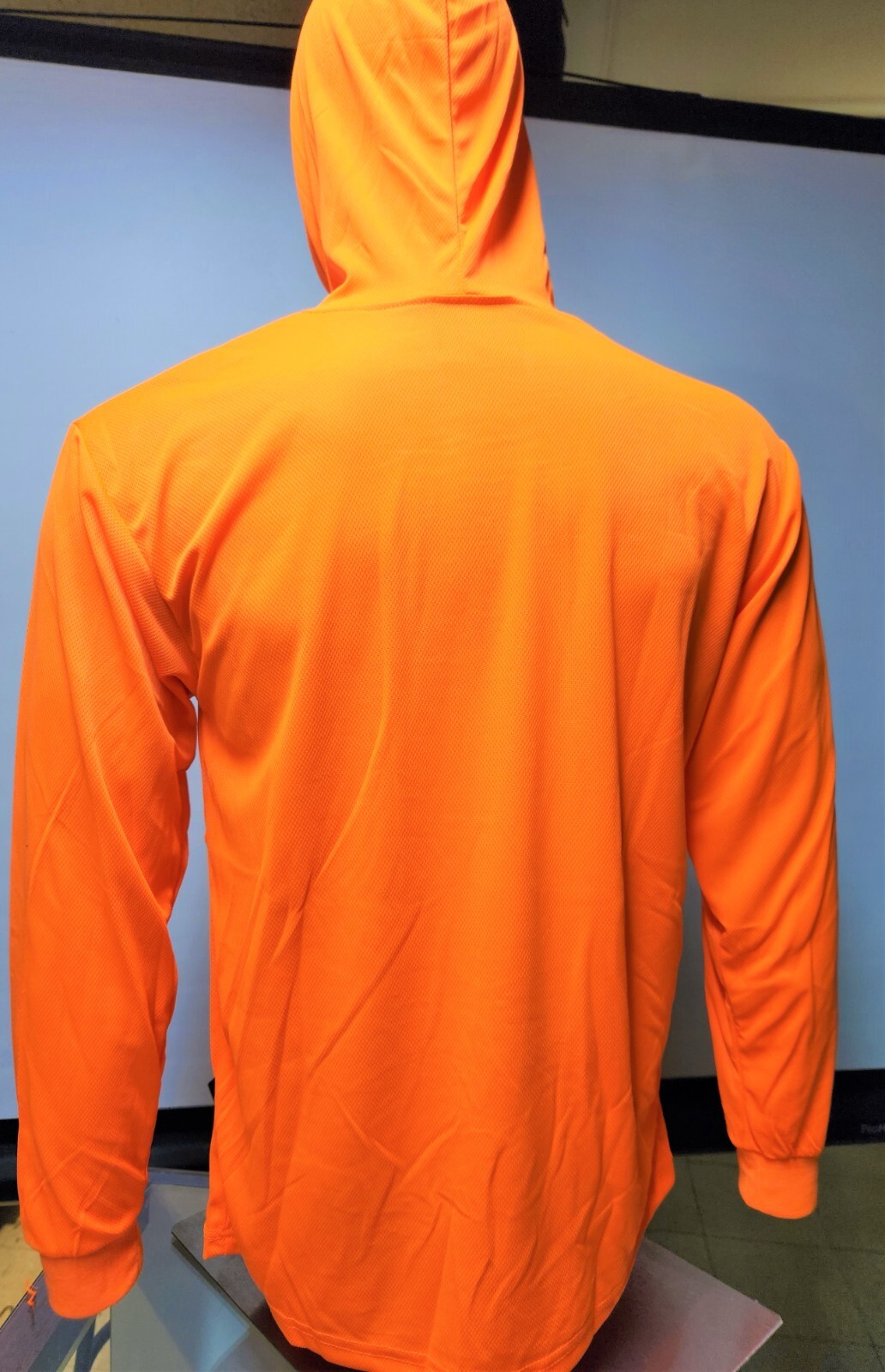 Orange Long Sleeve Safety Shirt With Hoodie, Polyester Birdeye mesh Quick Dry gallery