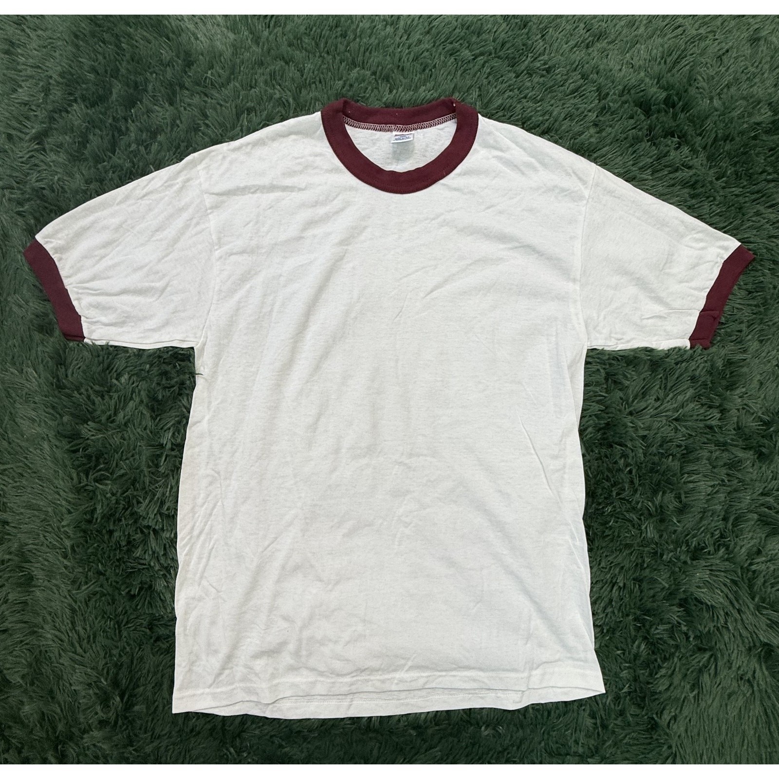Vintage Soffe Shirts Ringer T-Shirt Adult Large White Maroon Crew Neck U.S.A gallery