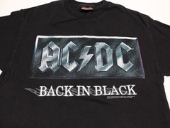 AC/DC T Shirt size Large Back in Black Album Tee Vintage 2001 Y2K Print