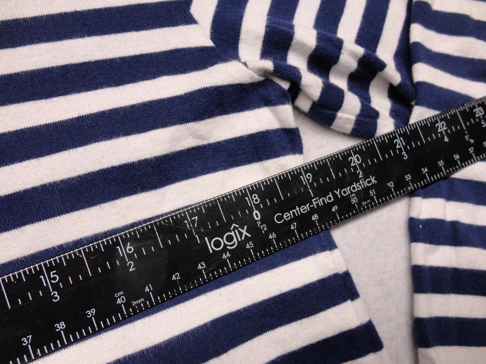 Comme Des Garcons Play Shirt Mens XL Blue Striped Long Sleeve Heart Logo Tee gallery