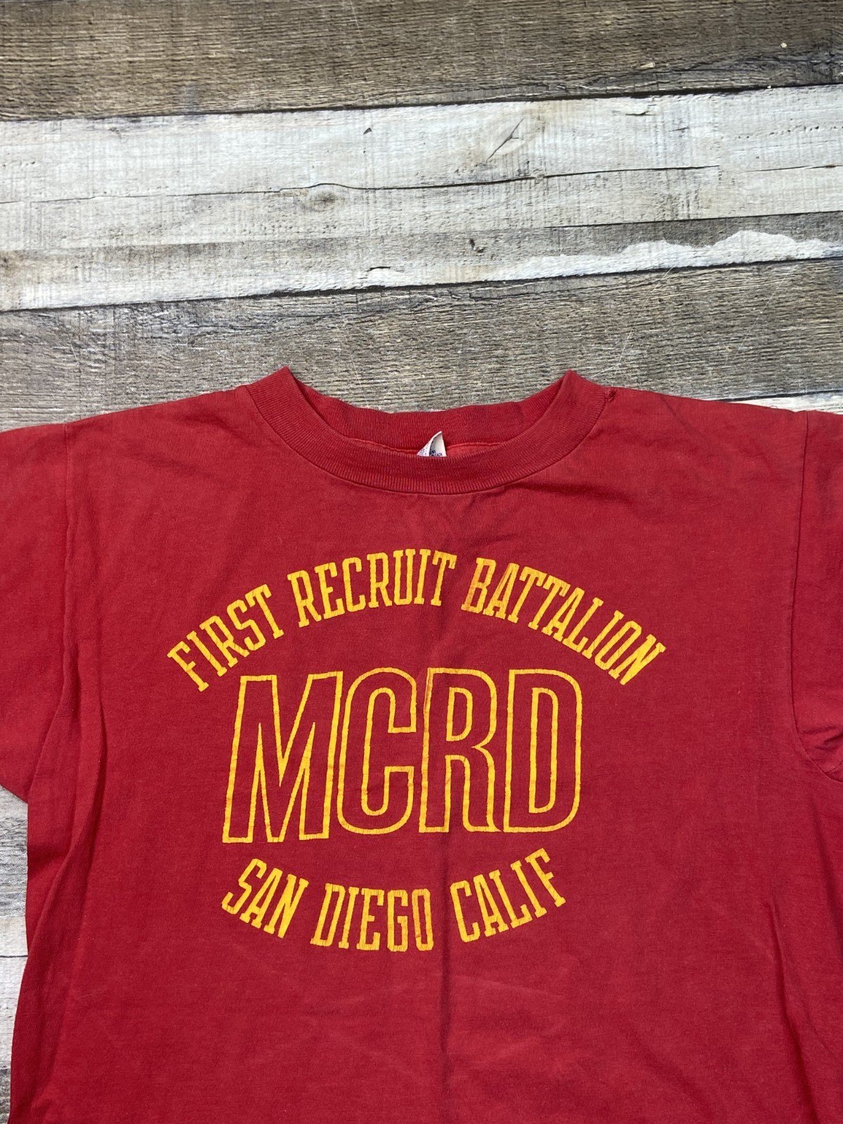 Vintage 80s Marine Corps T Shirt Single Stitch Military Red Thin San Diego S/M gallery