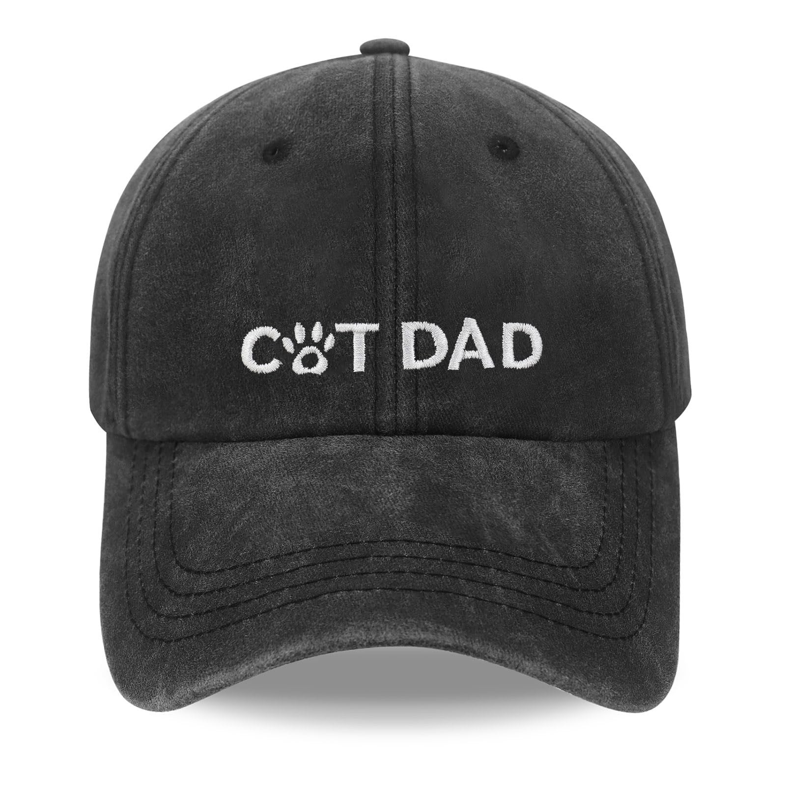 Cat Dad Hat for Men, Cat Dad Gifts, Adjustable Size Cotton Baseball Cap Black gallery