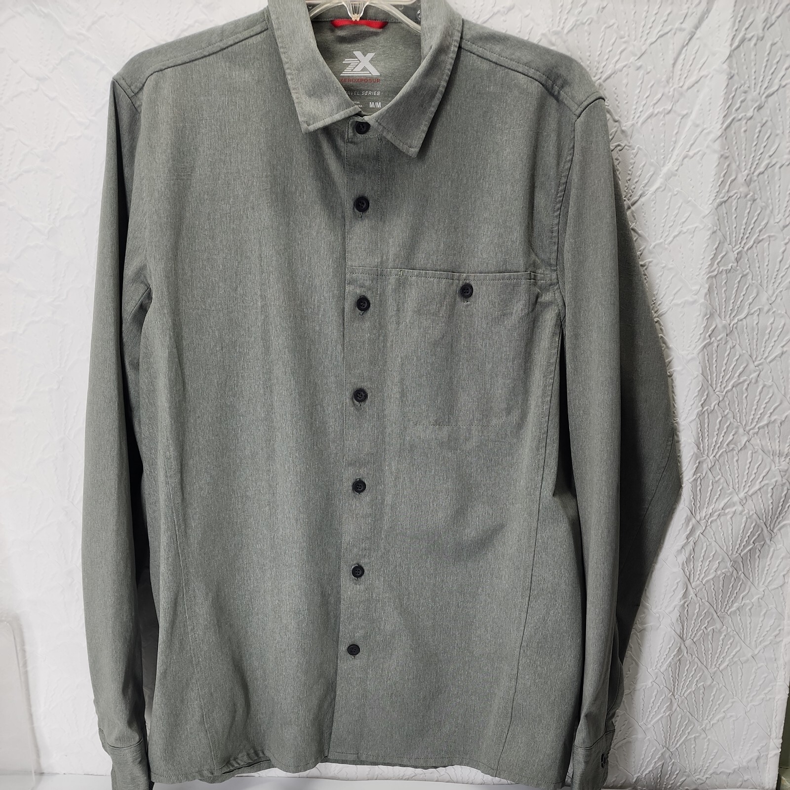 ZeroXposur Travel Series Mens Uv outdoor Longsleeve buttondown sz M green