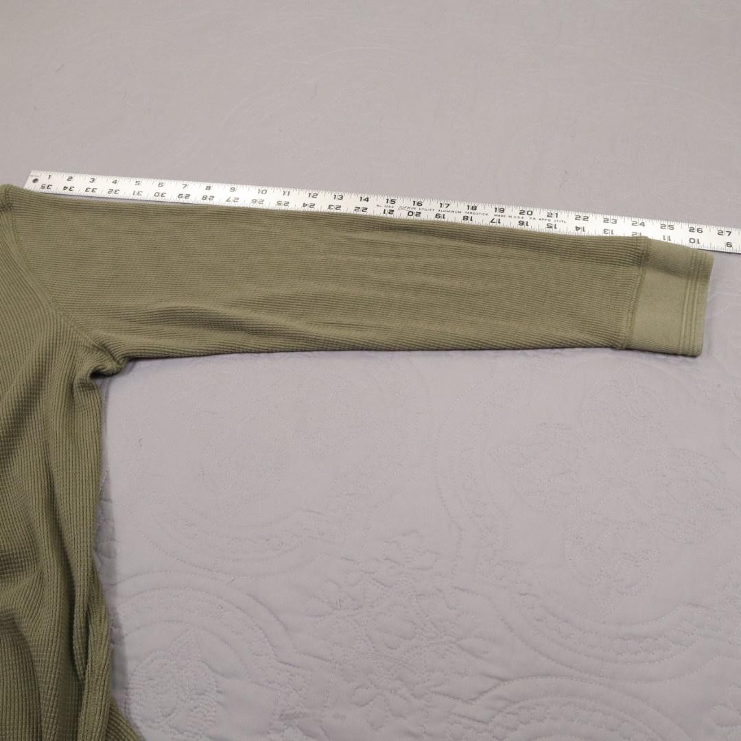 Faherty Thermal Shirt Mens Large Green Waffle Knit Long Sleeve Crewneck Pima gallery