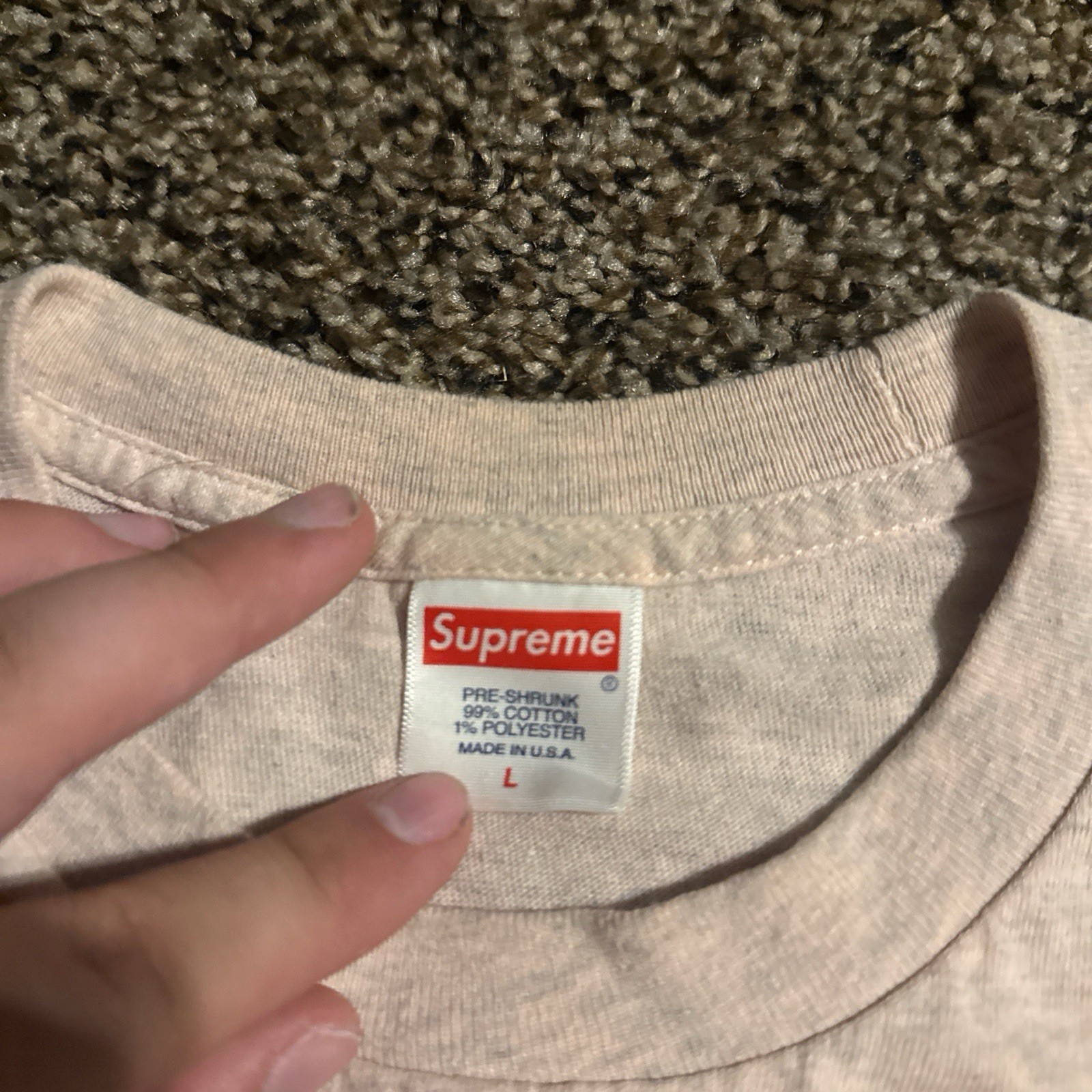 Supreme Men’s Beige Popeye Graphic Logo Short Sleeve Crew Neck T-Shirt L gallery