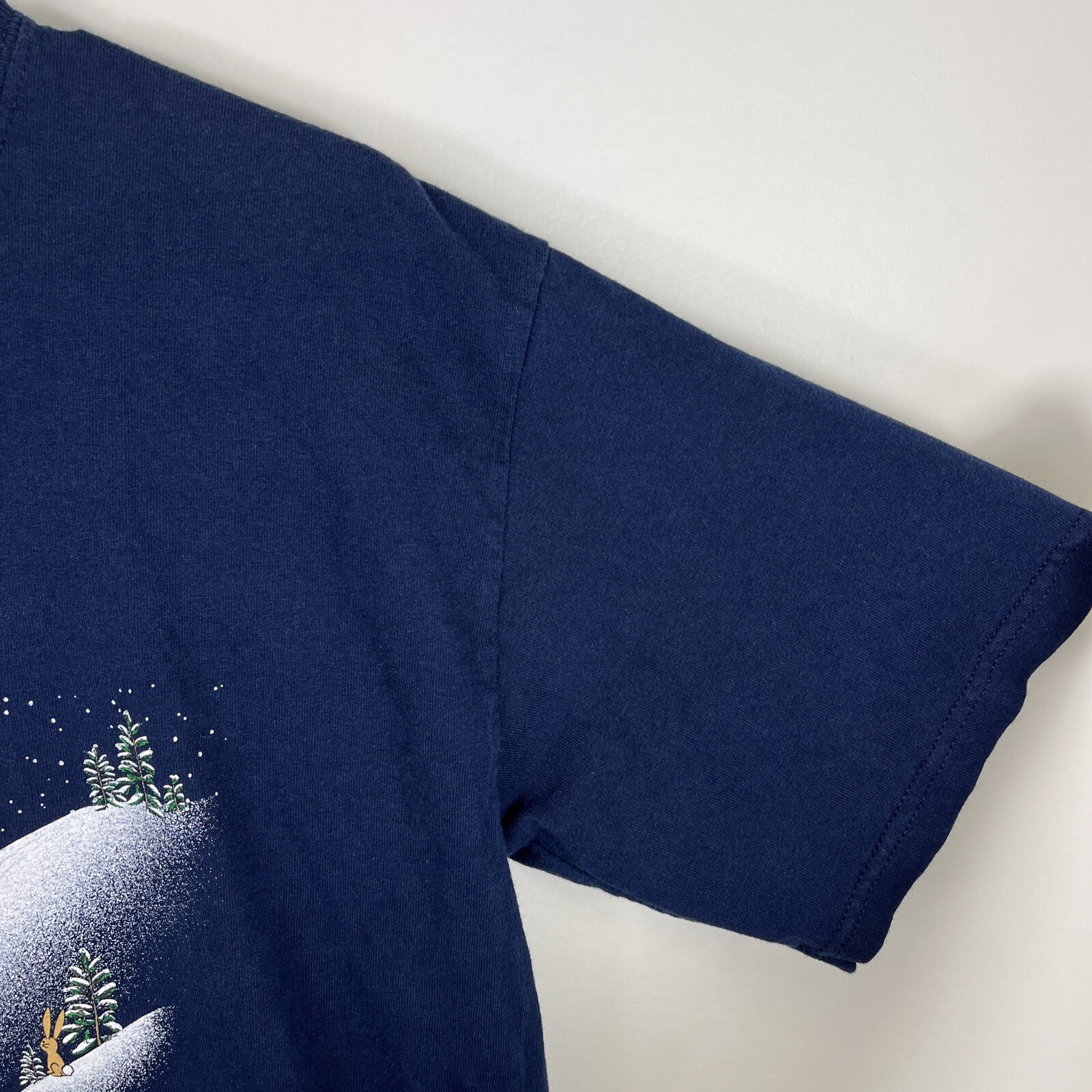 Winter Holidays Frosty Snowman Skiing Tshirt Blue Adult M Christmas Y2ks gallery