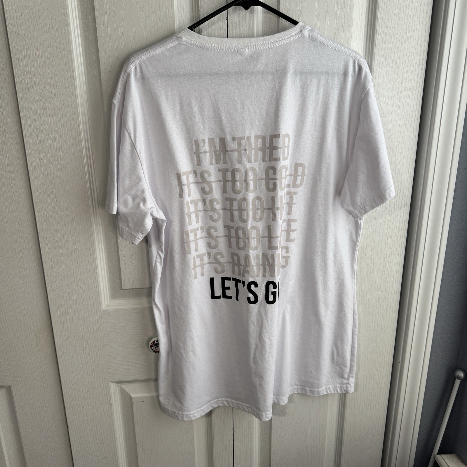 Chicyea White Short Sleeve Tee Gym Training Let's Go Men's Size XL Workout Run gallery