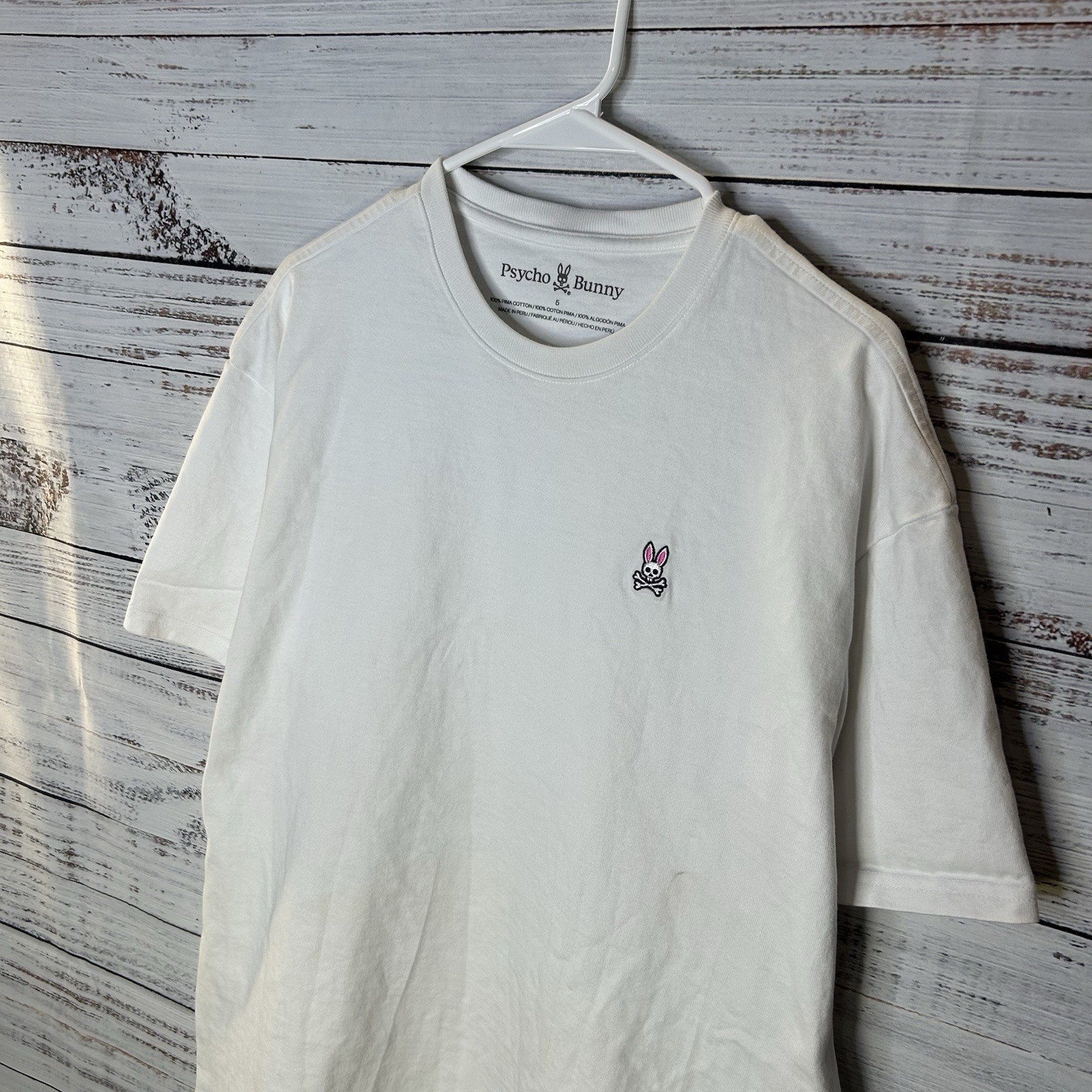 Psycho Bunny Embroidered Logo Short Sleeve T-Shirt White Men’s Size 5 (Medium) gallery