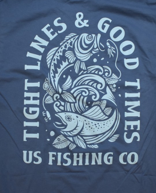 US Fishing Co. Mens Tight Lines, Good Times Long Sleeve Blue Shirt New S-XL gallery