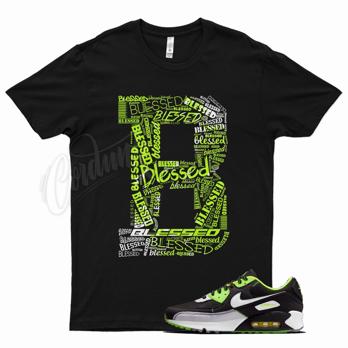 Black BLESSED T Shirt for N Air Max 90 Exeter Edition Volt White 1 Electric 6