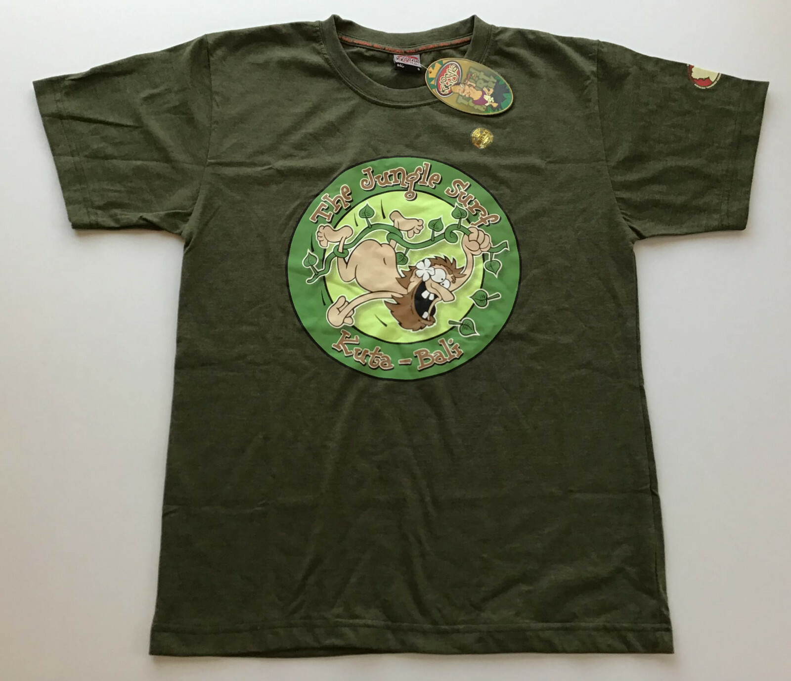 Krisna Bali The Jungle Surf Kuta-Bali T-Shirt, Green , Size Small, New w/ tags gallery