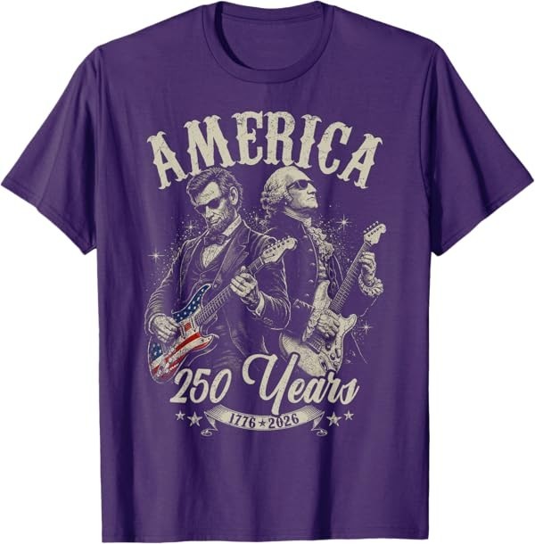 George Washington Lincoln Playing Guitar Abe Lincoln 250th T-Shirt gallery