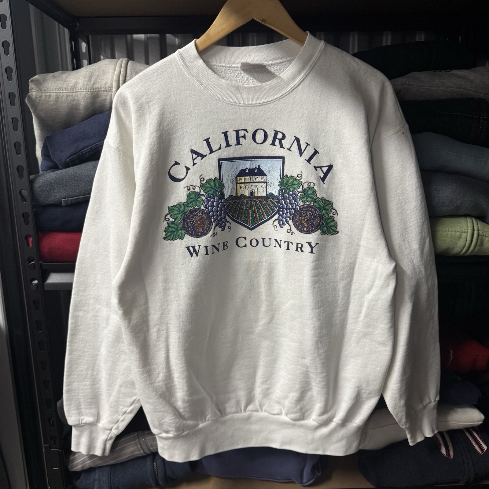 Vintage 90s California Wine Country white graphic sweater See Measurements