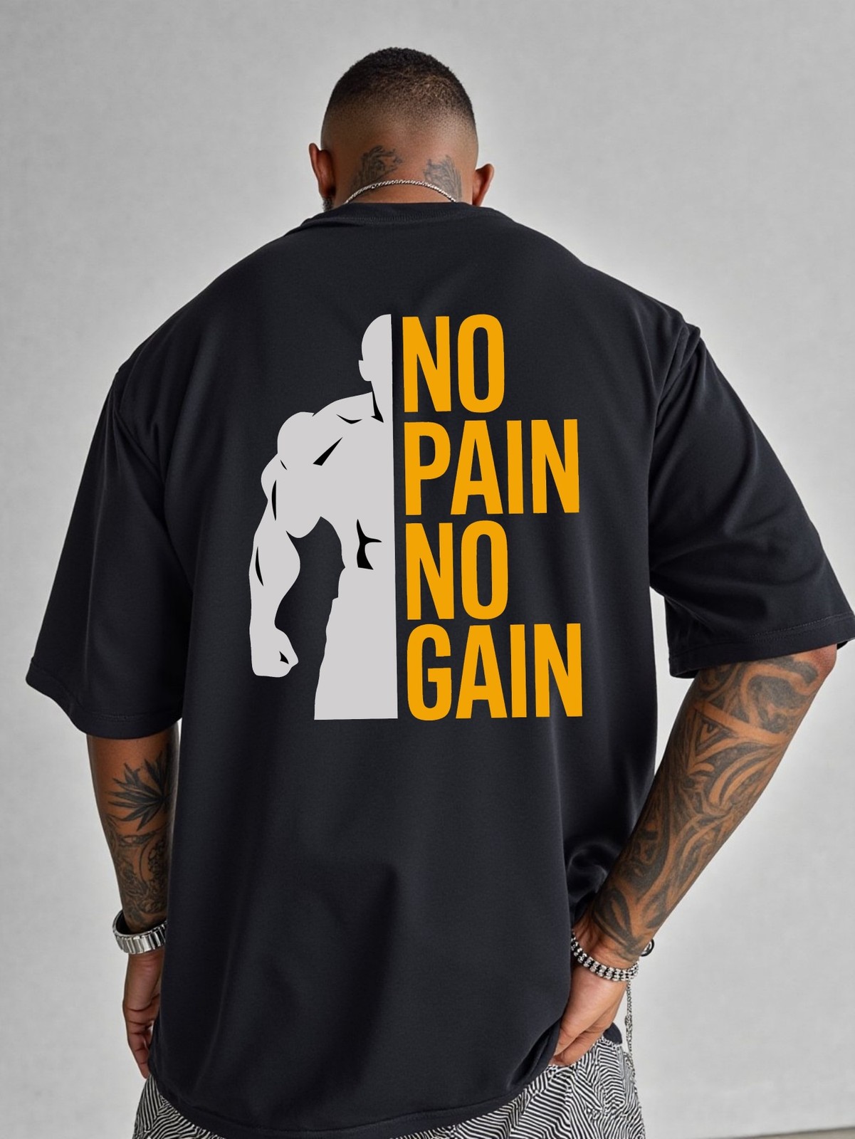 No Pain No Gain Gym Workout Graphic T-Shirt Fitness Motivation Tee Unisex gallery