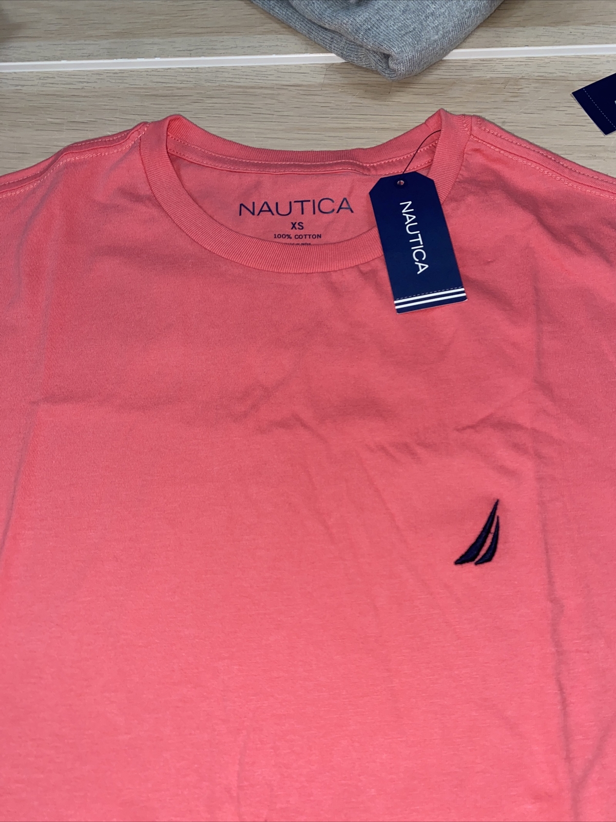 Nautica Mens Solid Crewneck T-Shirt Teaberry Short Sleeve Size XL gallery