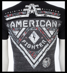 AMERICAN FIGHTER Heather Grey Black CROSSROADS CAMO Athletic Graphic T-shirt NWT
