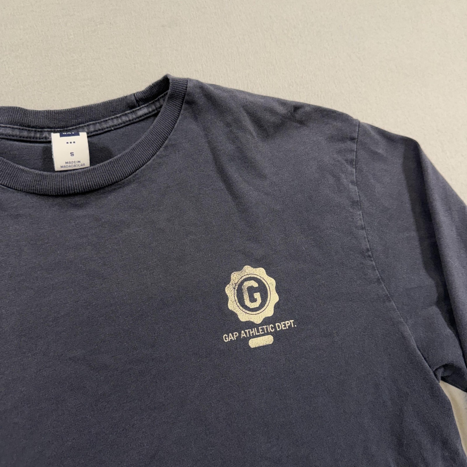 Gap Shirt Mens Small Blue Long Sleeve Athletic Dept Logo Graphic Tee Crewneck gallery