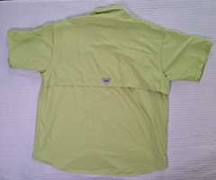 Columbia Lime Green Button Down Polyester Nylon Fishing Shirt Size L