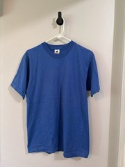 Fruit Of The Loom Best Size Large Single Stitch T Shirt Blank Blue USA Vtg