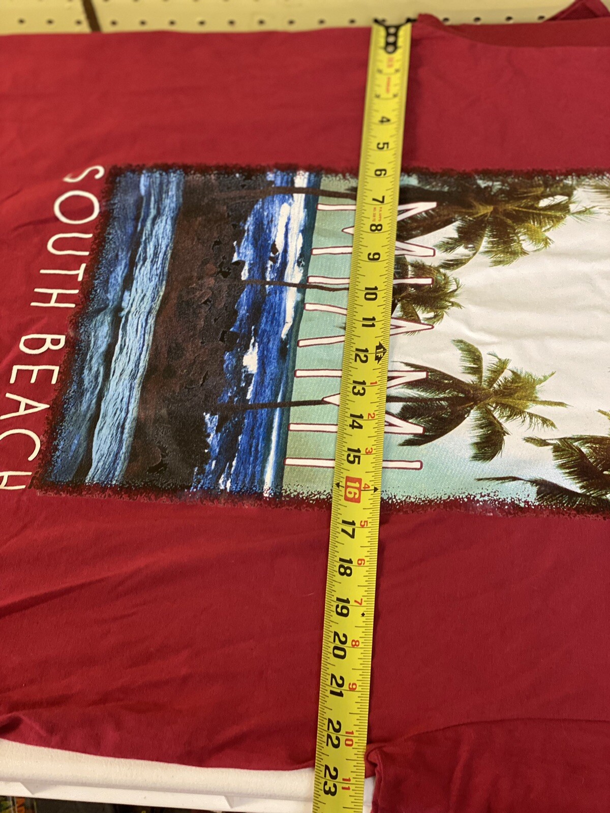 Surf Style South Beach MIAMI Palm Tree Beach Graphic T Shirt Size Mens XL Red gallery