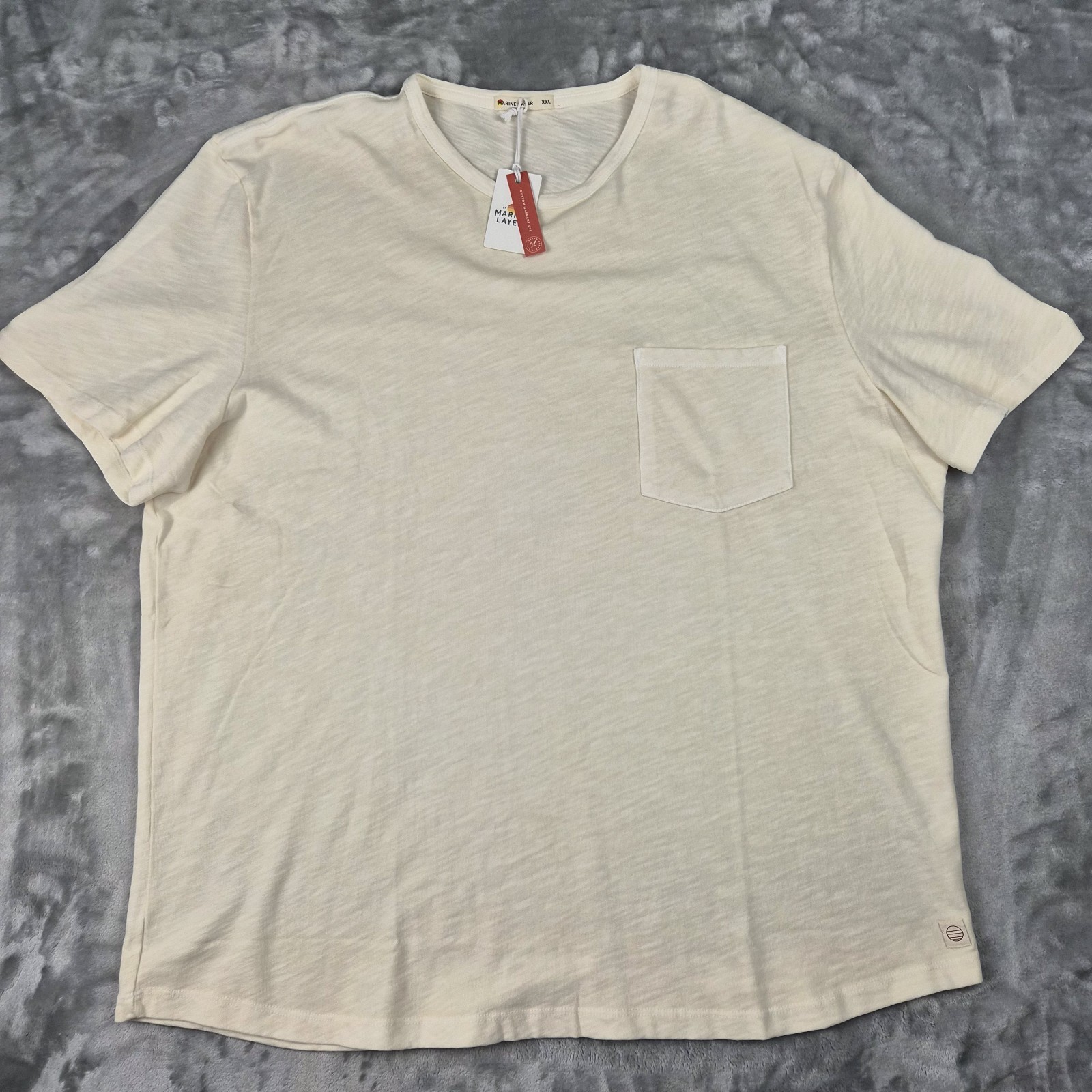 Marine Layer Tee Mens XXL Vintage Heavy Slub Pocket Antique Cream Short Sleeve gallery