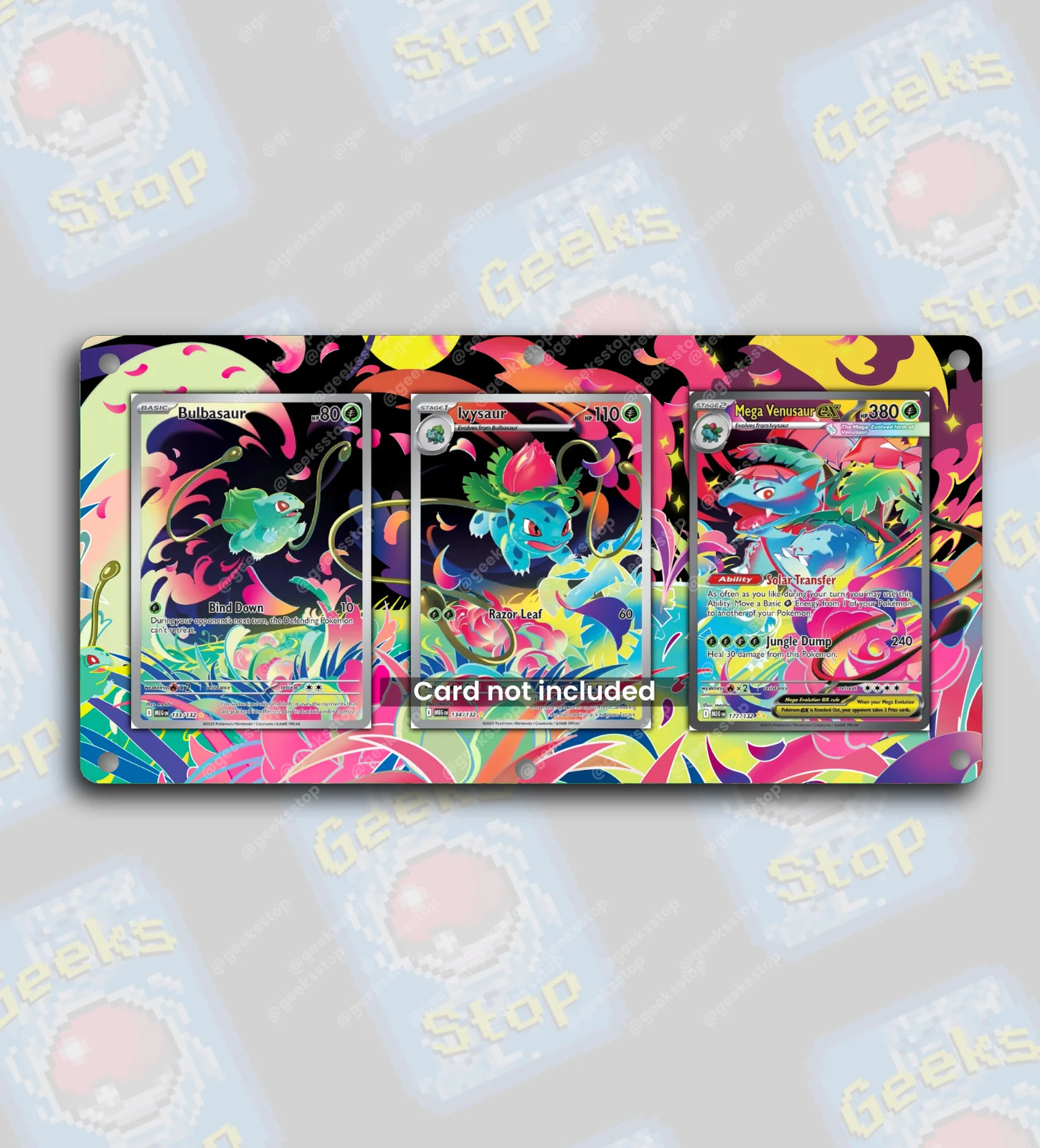 Bulbasaur Ivysaur Mega Venusaur ex | Extended Art Display Case for Pokemon Card