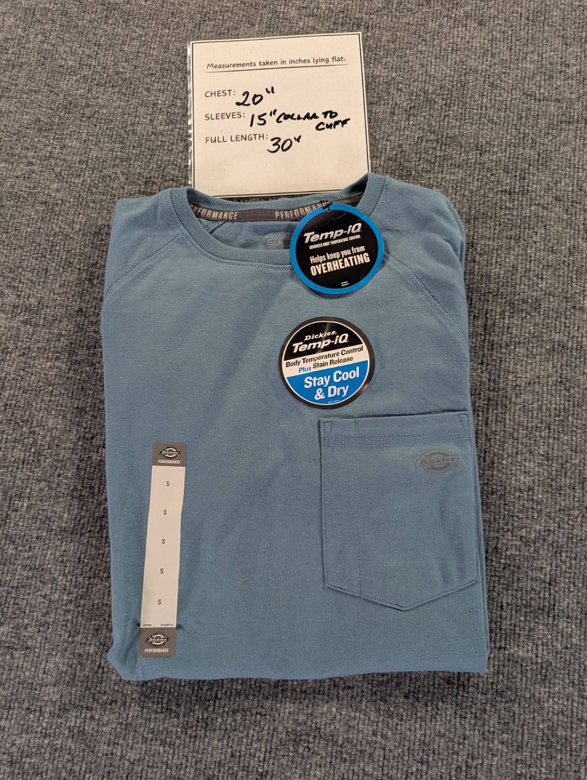 NEW! Dickies Temp iQ Performance Cooling Pocket T Shirt Men's Size Small Blue gallery