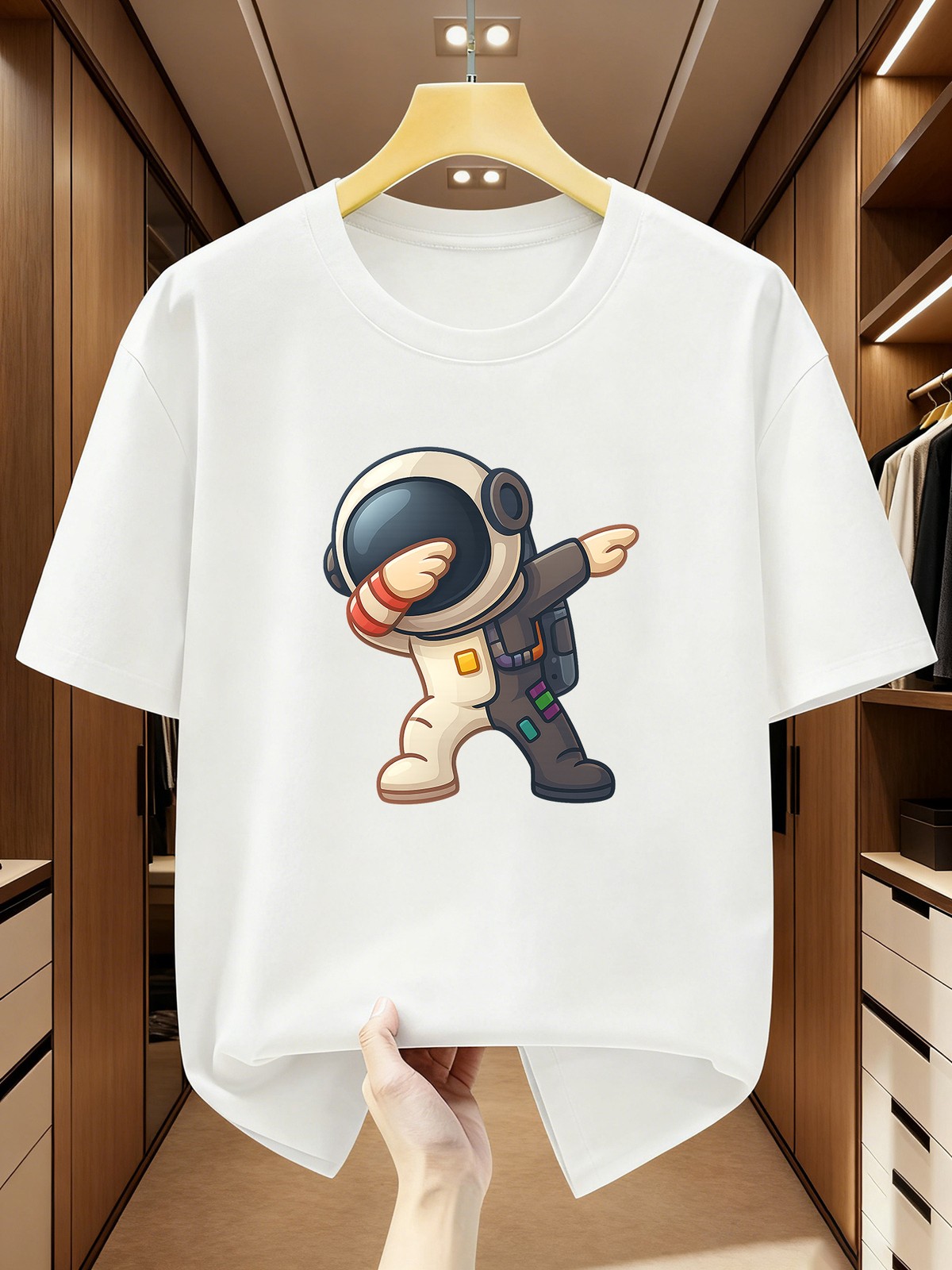 Men's T-Shirt Cartoon Astronaut Graphic Crew Neck Casual Short Sleeve T-Shirt gallery