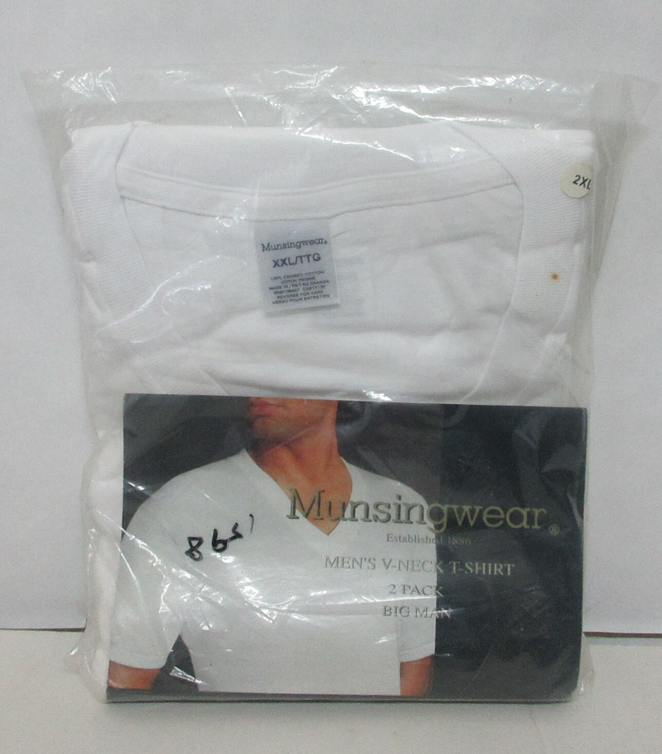 Munsingwear Men's V Neck T Shirt Pack of 2 Pack 2XL 100% Combed Cotton New gallery
