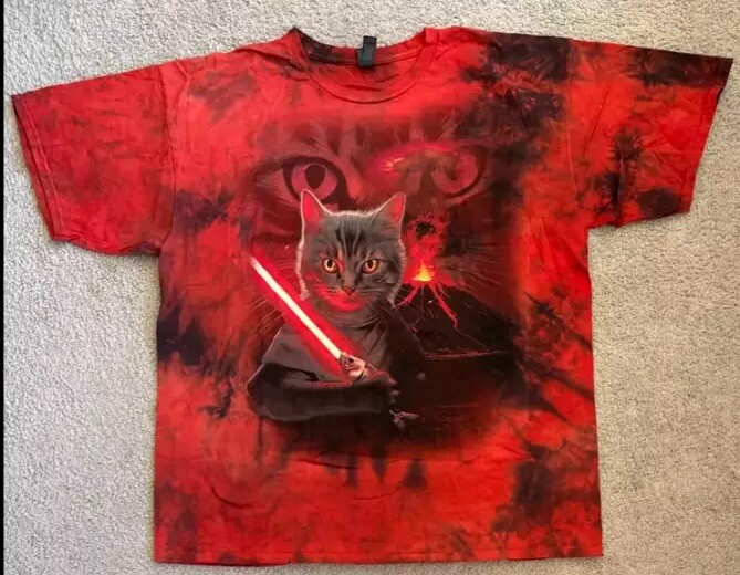The Mountain Star Wars Theme Cat Red Tie-Dye Shirt, Brand New, Mens Size's gallery