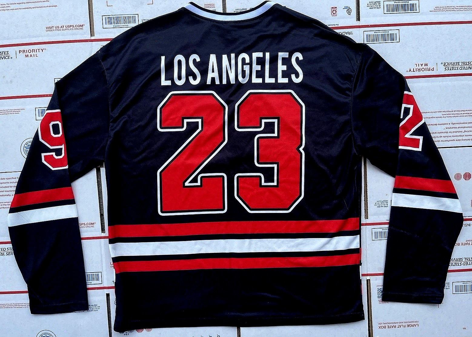 VTG 90’s Romwe Los Angeles #23 CHICAGO Sports Racing Hockey Jersey L/S T-Shirt L gallery