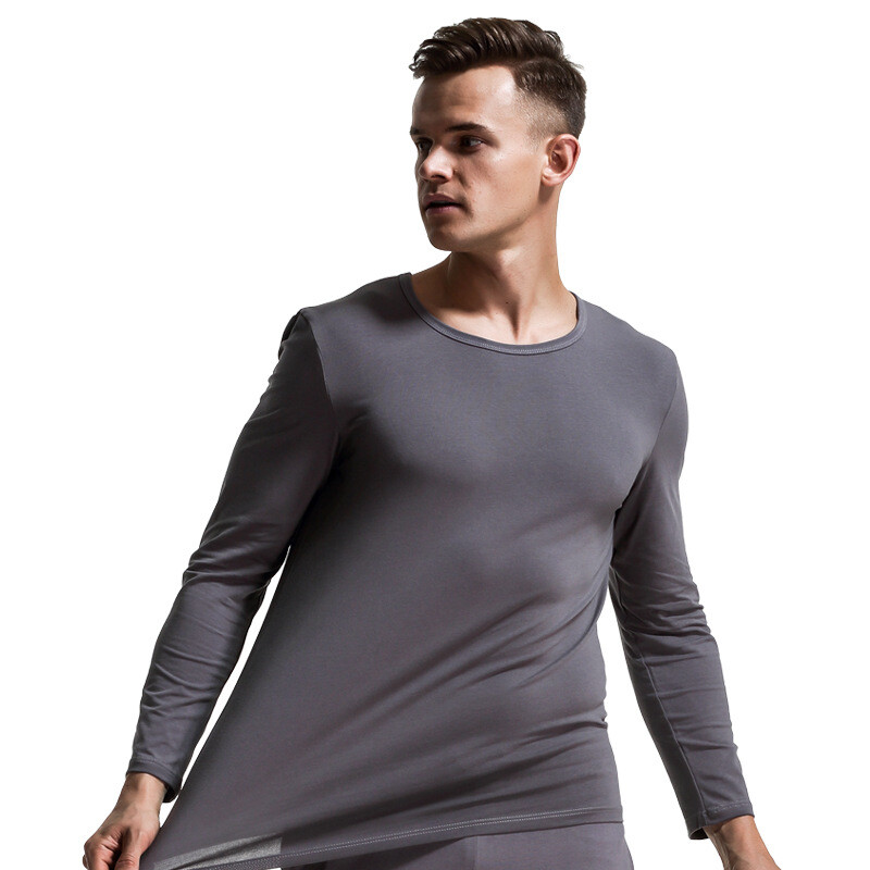 Men's O-neck Undershirts Long Sleeve T-shirts Casual Solid Top Homewear Thin gallery