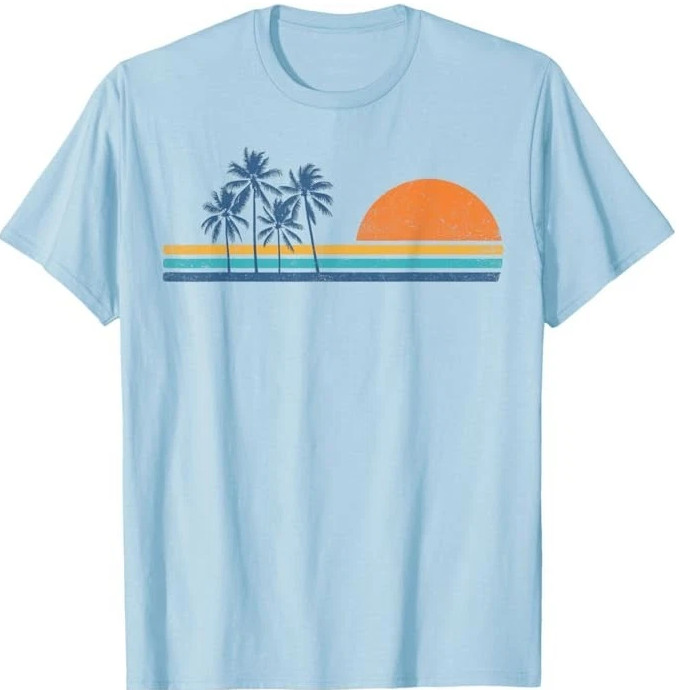 Retro 70s Sunset Palm Trees Vintage Tropical Beach Graphic T-Shirt 5 gallery