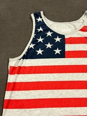 Mad Engine Tank Top Mens Large Multicolor Striped American Flag Graphic Print