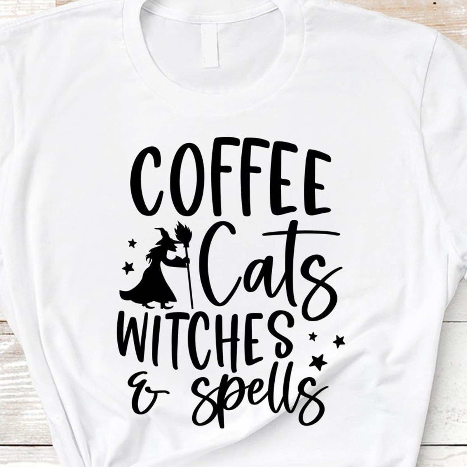Funny Halloween Witch Shirt, Coffee Cats Witches & Spells, Halloween Gift, #26
