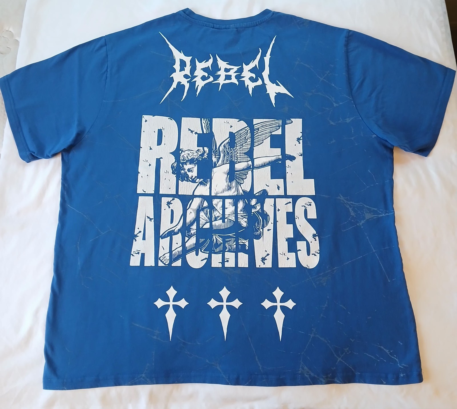 Rebel Vengeance Shirt 4XL Mens Blue All Over Print *Fits 3XL
