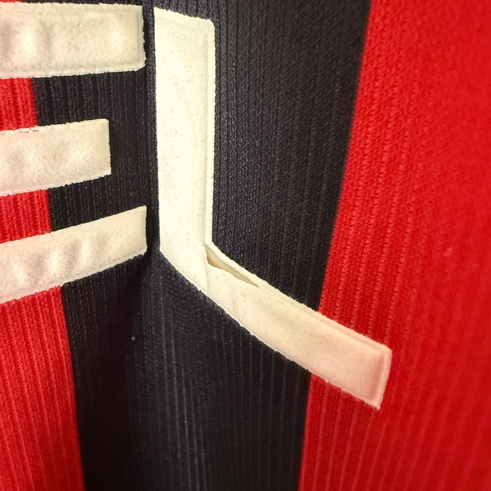 Vintage 90s AC Milan Italy Adidas Soccer Football Jersey Black Red Striped Large gallery