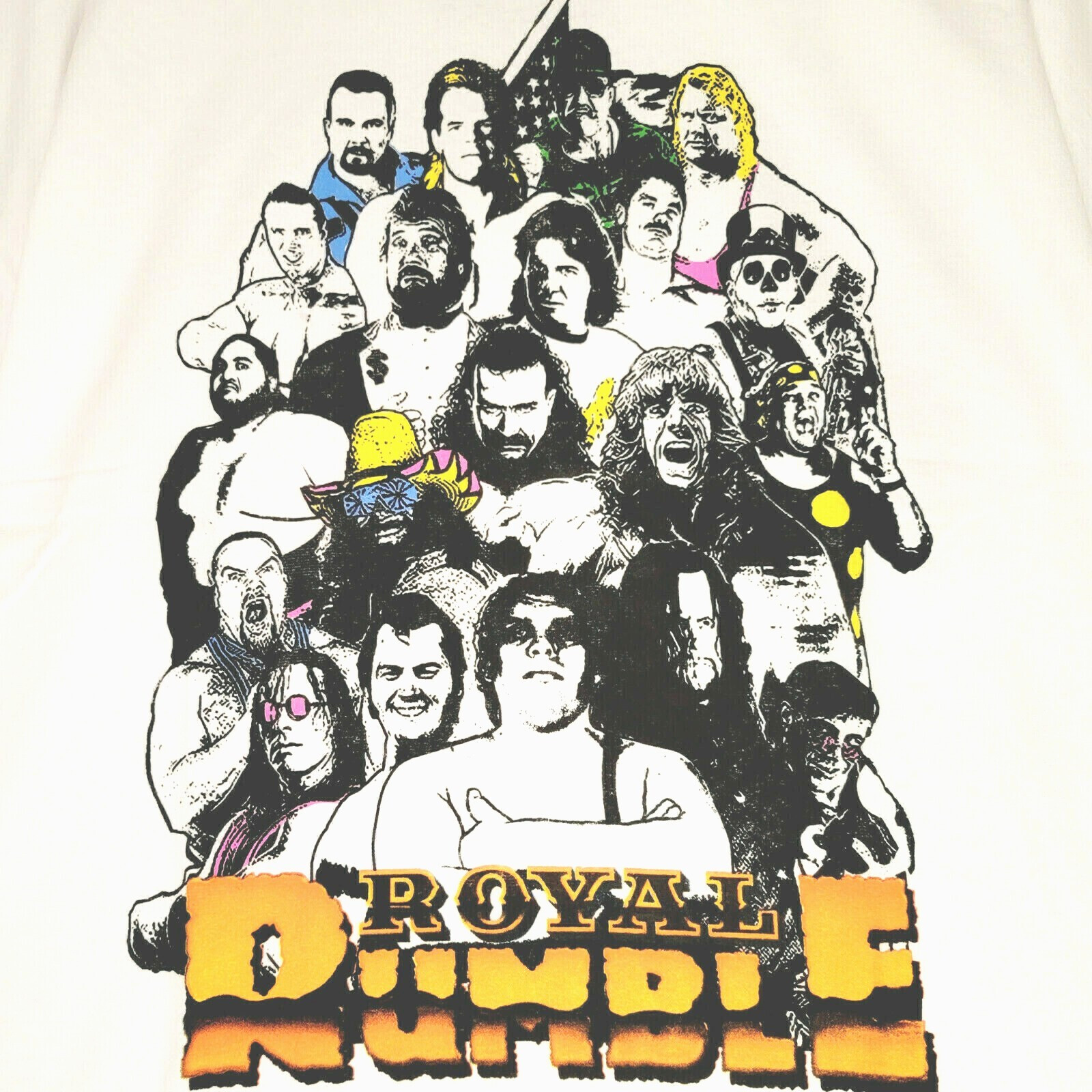 WWE WWF ROYAL RUMBLE SHIRT MENS LARGE WHITE DISTRESSED ANDRE PRO WRESTLING NWT gallery