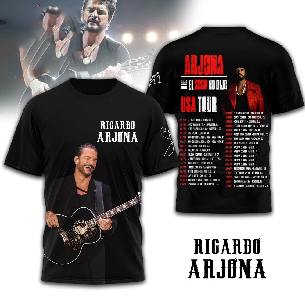 Ricardo Arjona 2026 USA Tour Shirt Tour Concert Size S to 5XL BL936