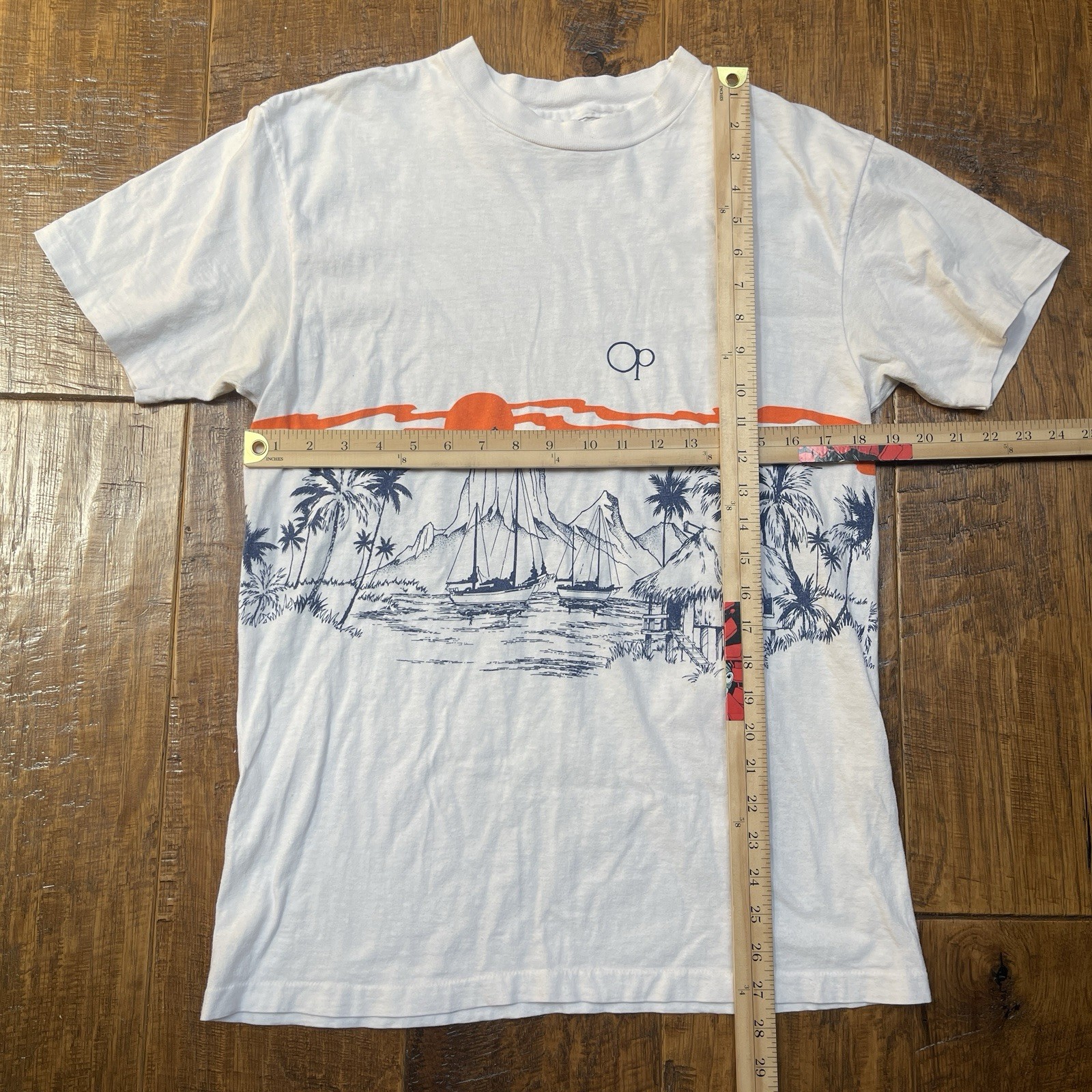 Vintage Ocean Pacific Aop Wrap Around Shirt Hawaii California Tee 80s gallery