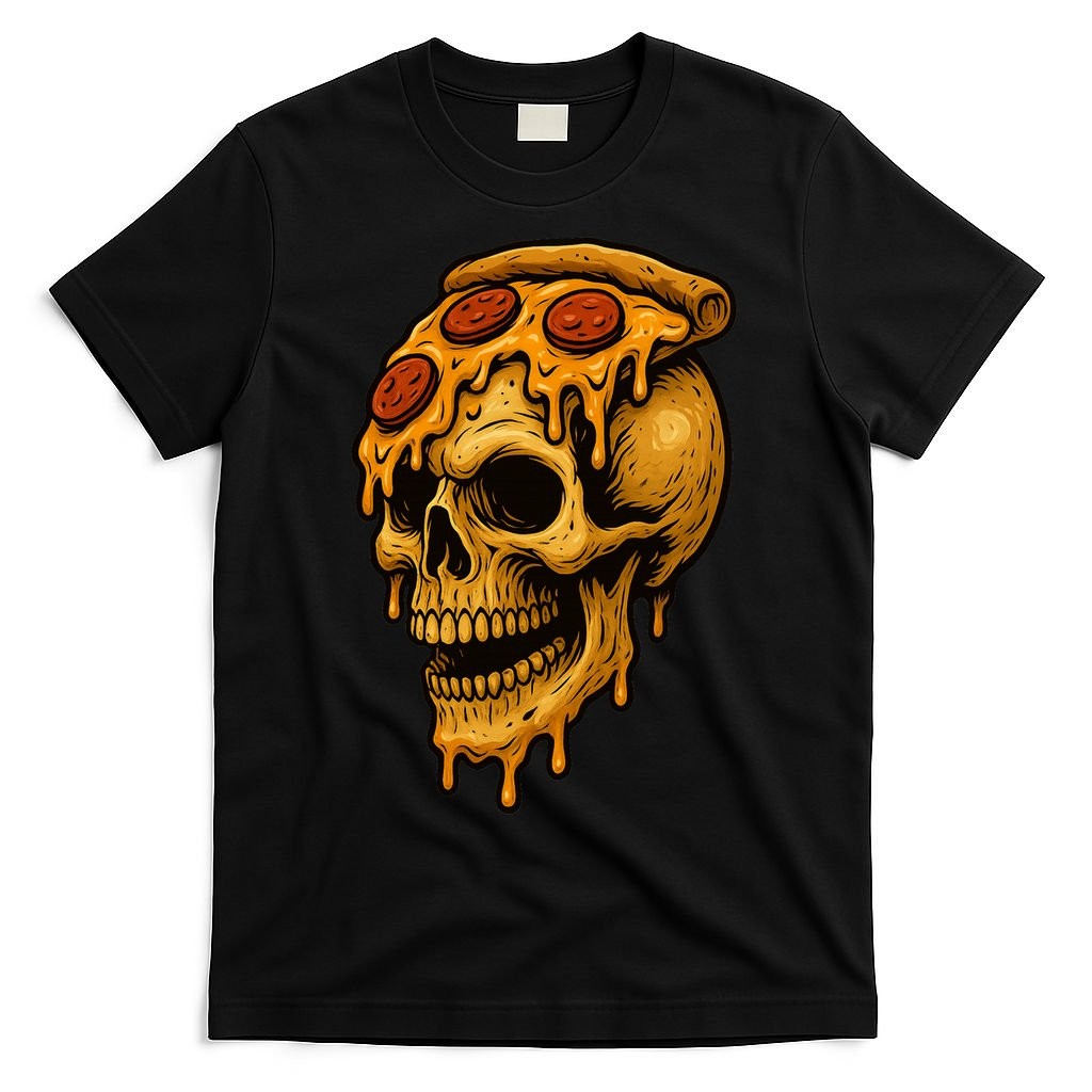 Pizza Food Skull Horror T-Shirt