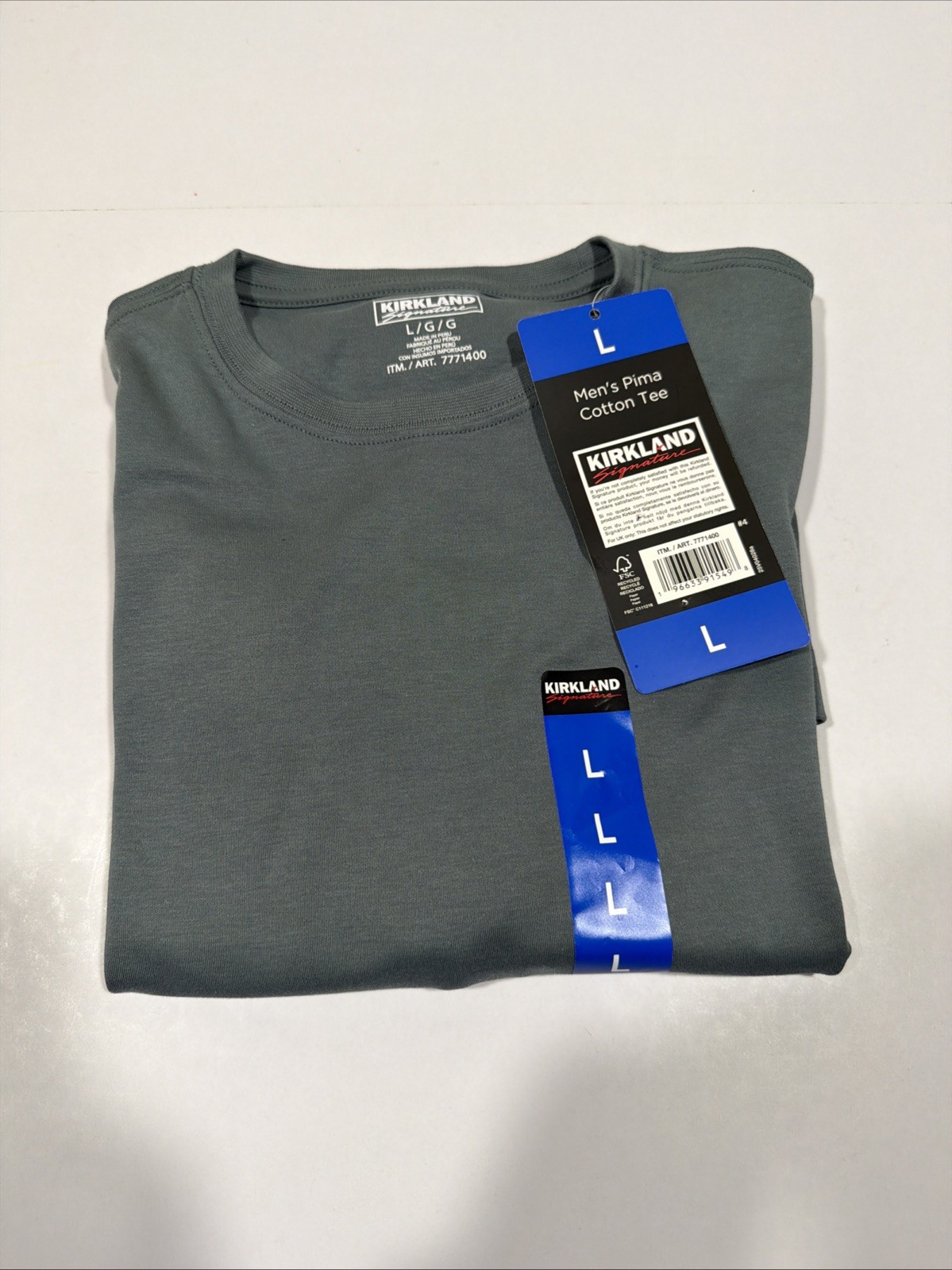Kirkland Signature Shirt Pima Cotton Tee Mens Large Green Short Sleeve Crew Neck gallery