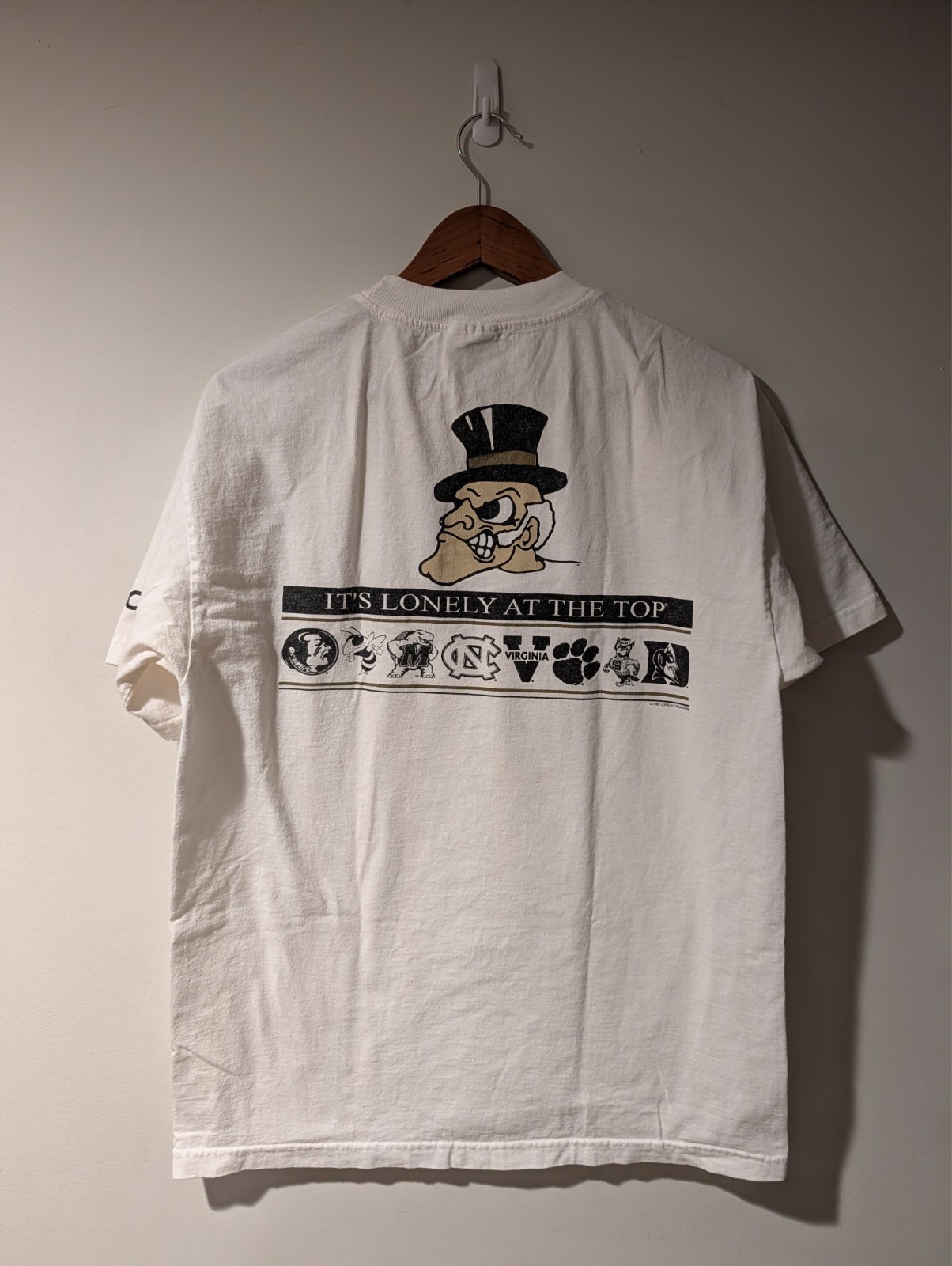 Vintage Wake Forest Shirt Mens Large L White ACC It's Lonely At The Top Demon gallery