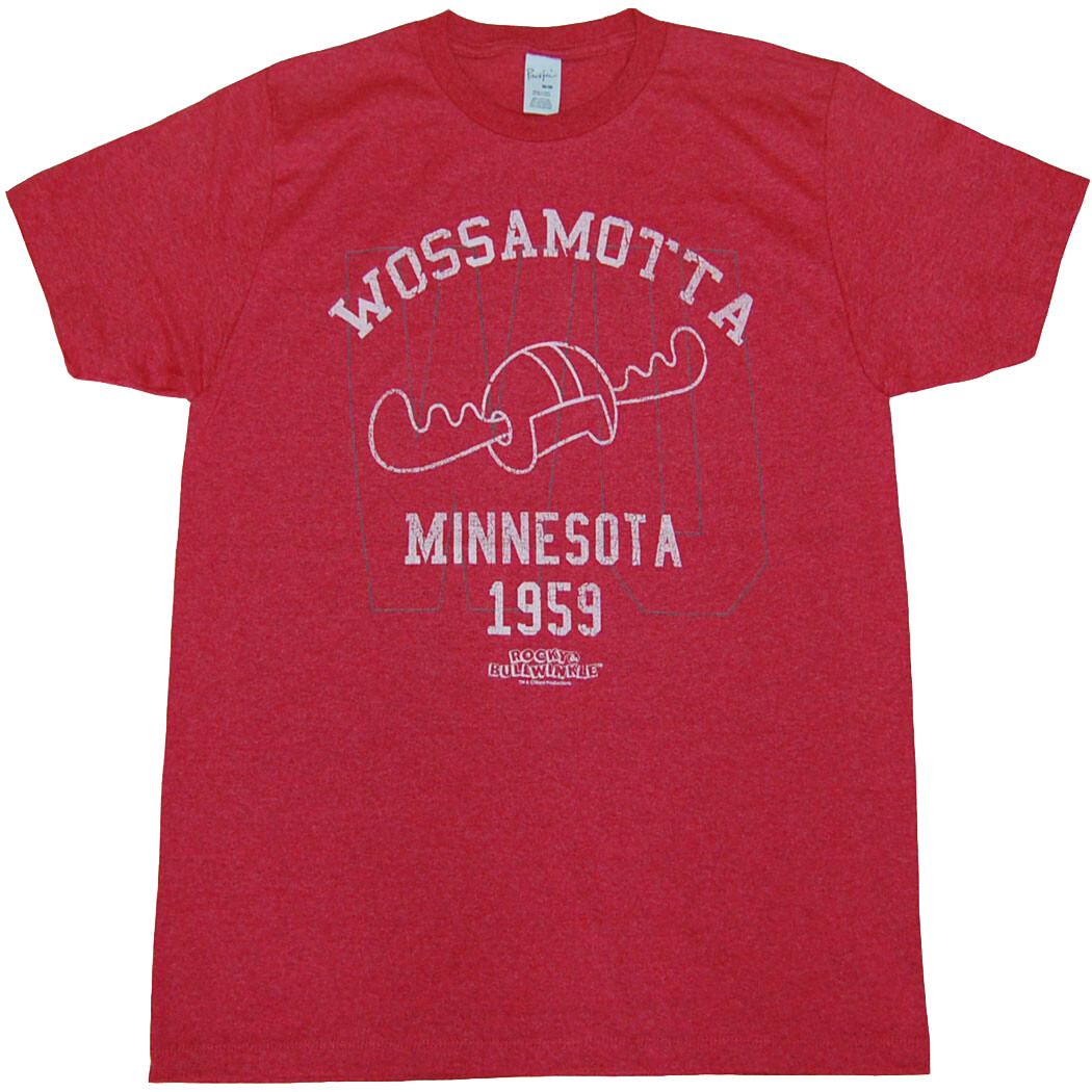 Rocky and Bullwinkle Wossamotta U Athletics T-Shirt gallery