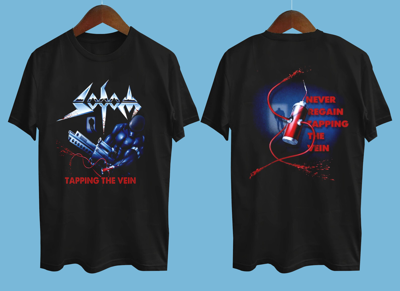 SODOM TAPPING THE VEIN 2 side Black All Size Gift Fan T-Shirt AL242