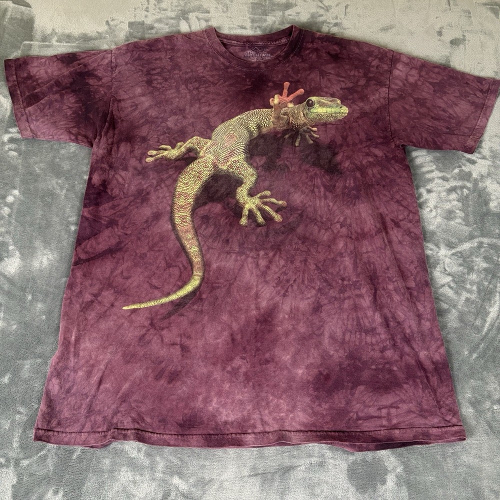 The Mountain Gecko Lizard Graphic Tie Dye T-Shirt Men’s 2XL Purple USA