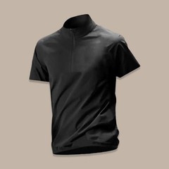 Men’s Regular Length Half-Zip Stand Collar Tee 95% Polyester 5% Spandex