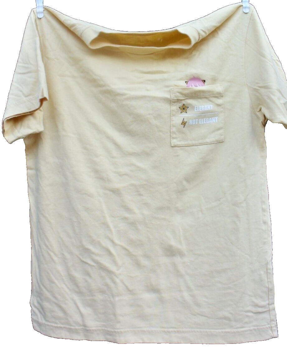 Uniqlo UT SPYxFamily T-shirt Men’s Small Yellow Beige Anya Forger Hiding Pocket