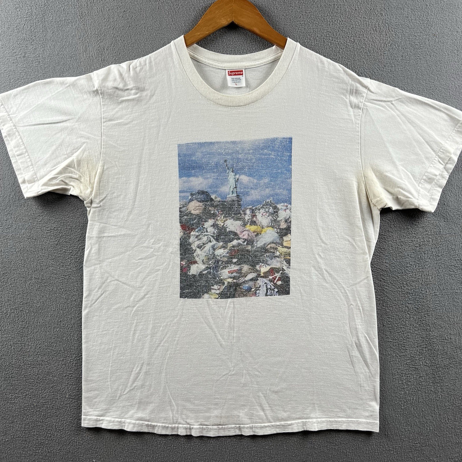 Supreme Shirt Mens Large White Trash Statue Of Liberty New York City Box Logo