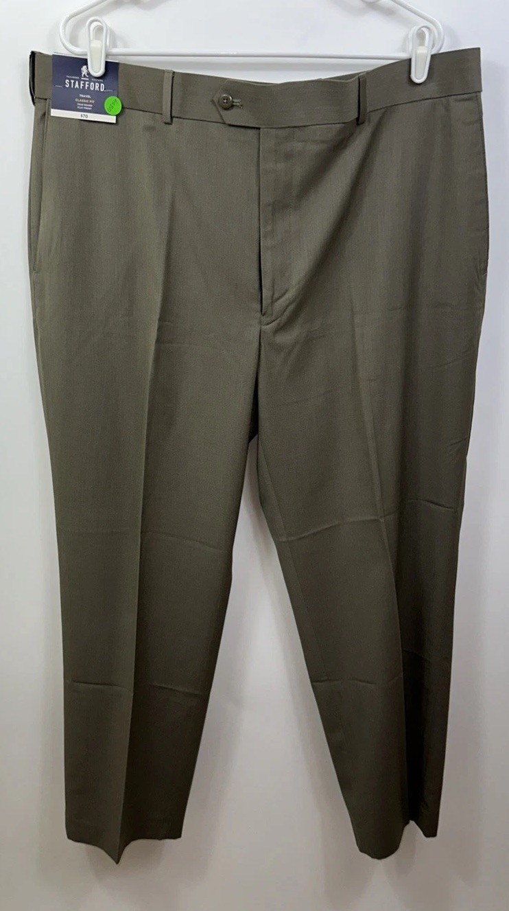NWT Stafford Men’s 42 x 30 Classic Fit Flat Front Year Round Trouser Pants $70 gallery